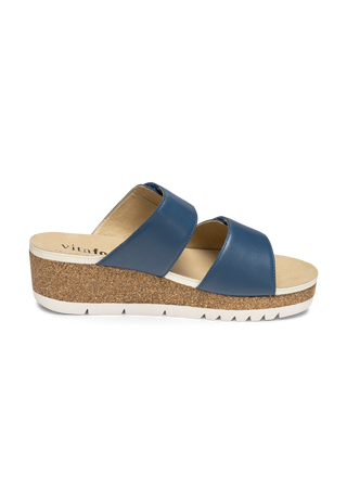 sehenswerte Pantolette Softnappaleder jeansblau