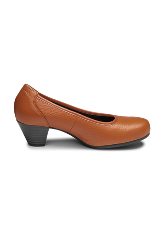 femininer Pumps Hirschleder cognac