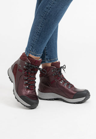 formstarke Trekkingstiefelette Nappaleder bordeaux