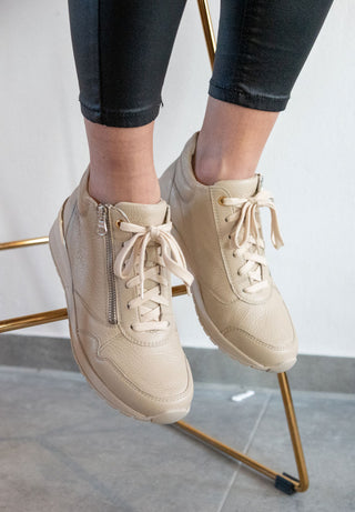 populärer High-Top-Sneaker Hirschleder beige