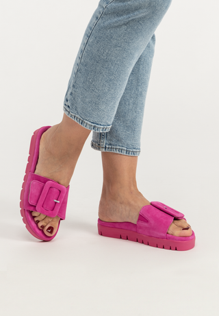 frische Pantolette Samtziege pink