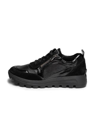 optimaler Sneaker Leder/Stretch schwarz