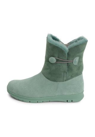 flauschig-wärmender Lammfellstiefel Veloursleder mint