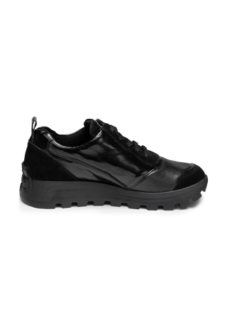 optimaler Sneaker Leder/Stretch schwarz