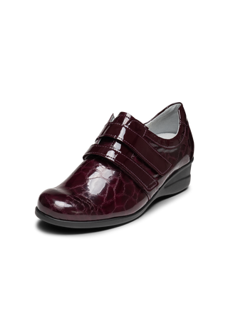 glänzender Halbschuh Leder/Stretch aubergine