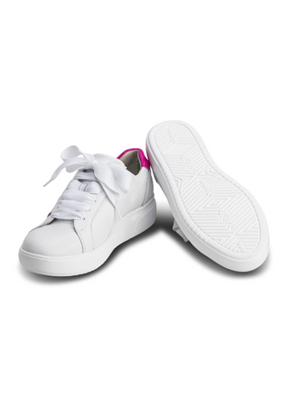 eindrucksvoller Sneaker Nappaleder weiß/pink