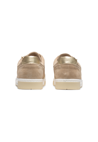 stylischer Sneaker Nubukleder beige/gold