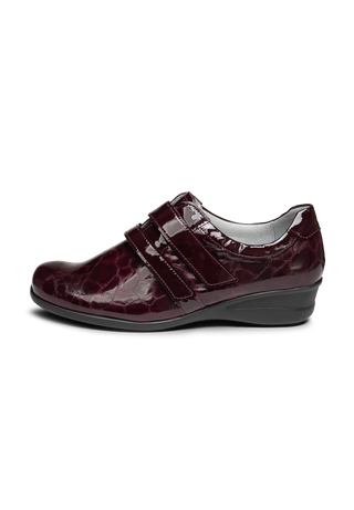 glänzender Halbschuh Leder/Stretch aubergine