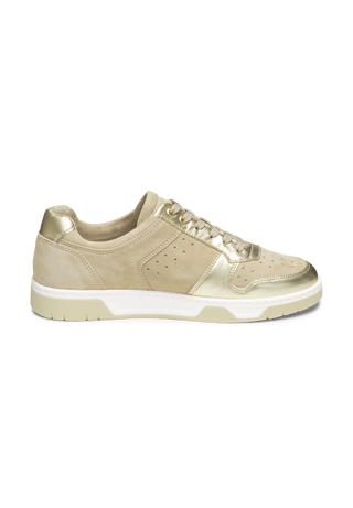 stylischer Sneaker Nubukleder beige/gold